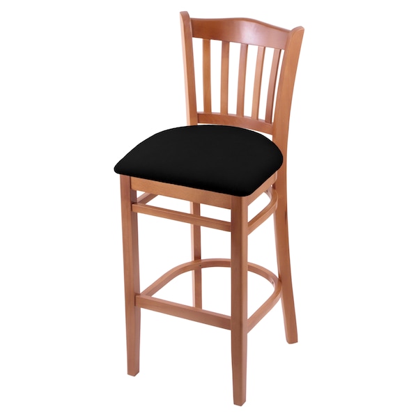 25" Counter Stool, Medium Finish, Black Vinyl Seat